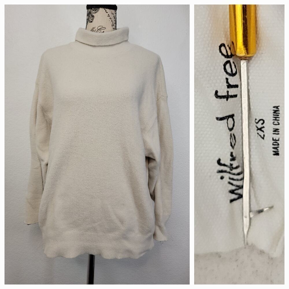 Wilfred Free Aritzia Sweater 2XS Mock Neck Fleece Sand